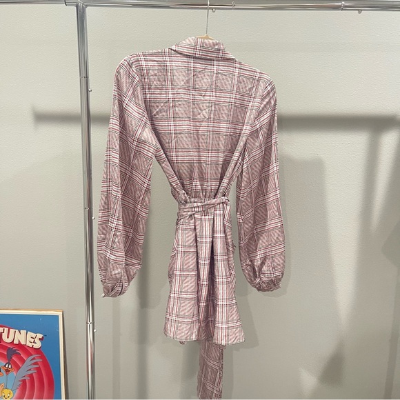 C/MEO Collective Checkered Long Sleeve Dress in Pink and White - Picture 7 of 7